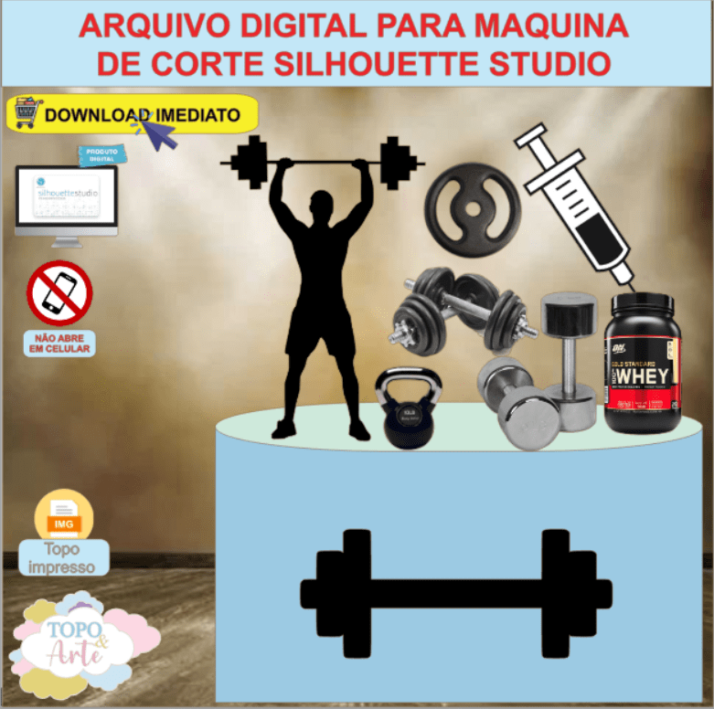 topo de bolo com frases de academia